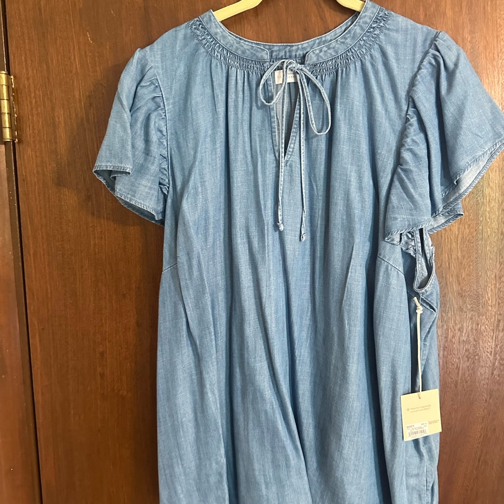 LC Lauren Conrad Blue Puff Sleeve Sundress